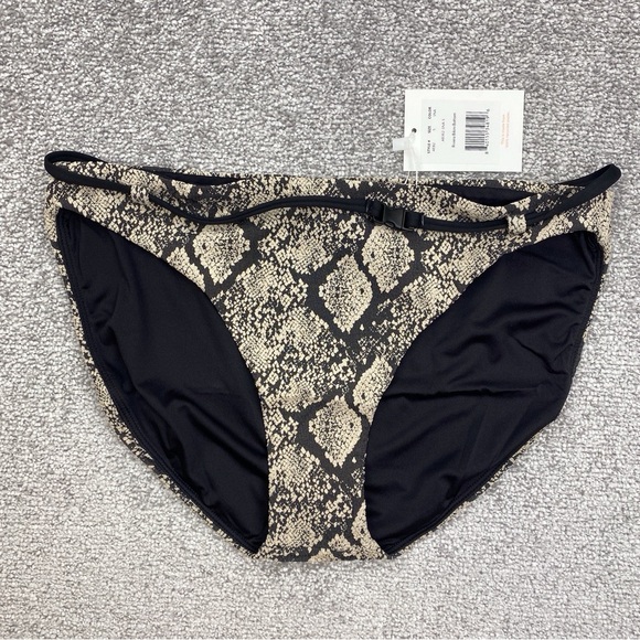 Andie Riviera Bikini Bottom Womens Small Black Cream Snake Belt Swim AB362-SNA-S - Picture 1 of 9